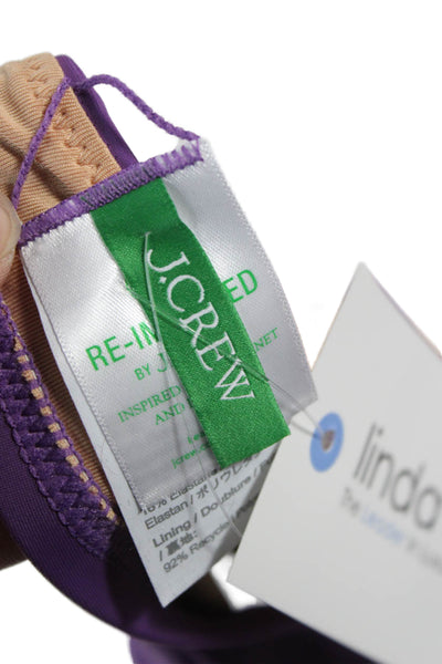 J Crew Womens Purple Solid Recycled Polyamide Bikini Top Swimwear Size S