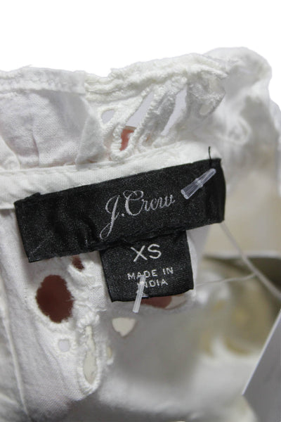 J Crew Womens White Floral High Neck Long Sleeve Basic Blouse Size XS