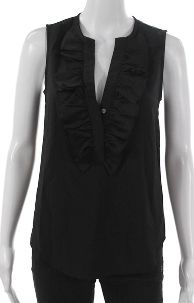J Crew Women Basic Sleeveless V Neck Button Polyester Blouse Size 2XS
