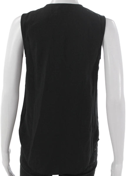 J Crew Women Basic Sleeveless V Neck Button Polyester Blouse Size 2XS