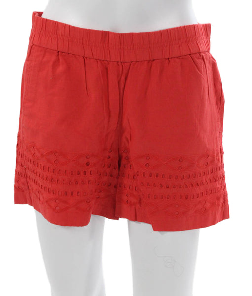 J Crew Women Red Geometric Cotton Casual Shorts Size XS