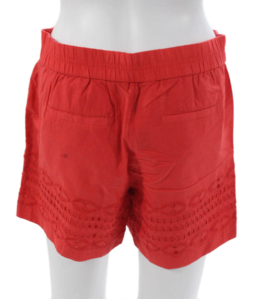 J Crew Women Red Geometric Cotton Casual Shorts Size XS