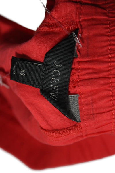 J Crew Women Red Geometric Cotton Casual Shorts Size XS