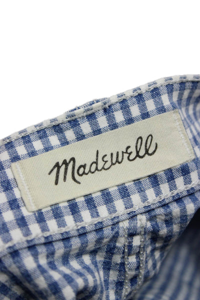 Madewell Womens Straight Pencil Skirt Blue Cotton Check Button Size 27
