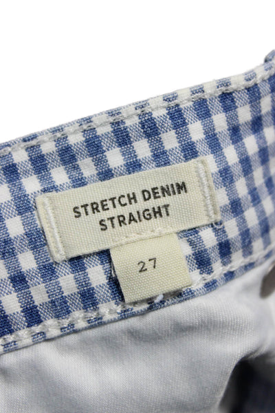 Madewell Womens Straight Pencil Skirt Blue Cotton Check Button Size 27