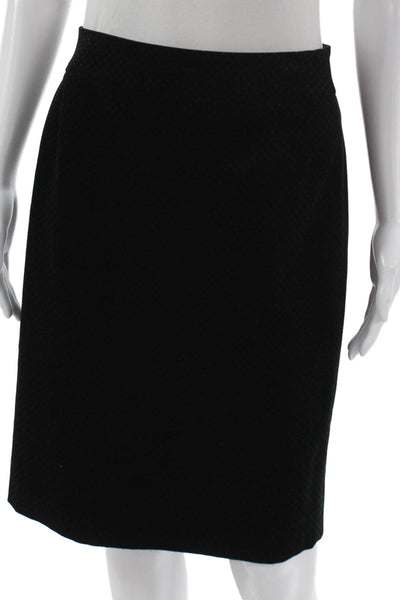 J Crew Women Straight Pencil Skirt Black Cotton Zip Knee Length Size 6