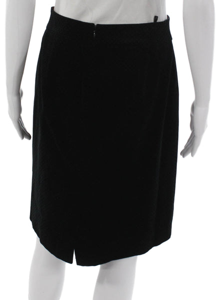 J Crew Women Straight Pencil Skirt Black Cotton Zip Knee Length Size 6