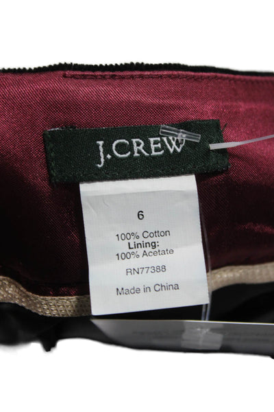 J Crew Women Straight Pencil Skirt Black Cotton Zip Knee Length Size 6