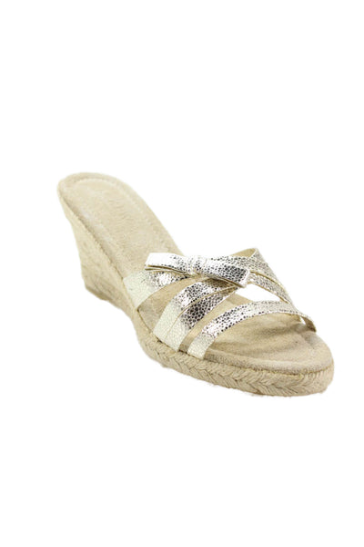 J Crew Women's Open Toe Strappy Espadrille Wedge Sandals Gold Size 6