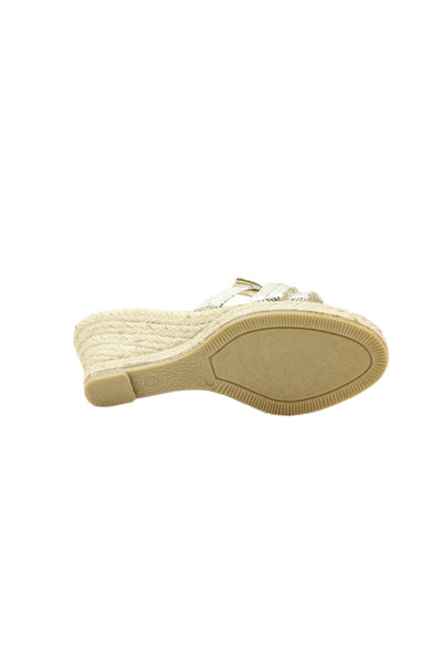 J Crew Women's Open Toe Strappy Espadrille Wedge Sandals Gold Size 6