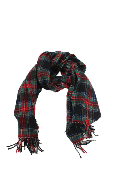 J Crew Women's Fringe Edge Multicolor Plaid Scarf Size 70" X 19"