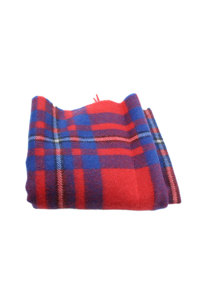 J Crew Women's Fringe Edge Multicolor Plaid Wool Scarf Size 66" X 12"