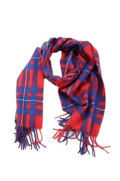 J Crew Women's Fringe Edge Multicolor Plaid Wool Scarf Size 66" X 12"