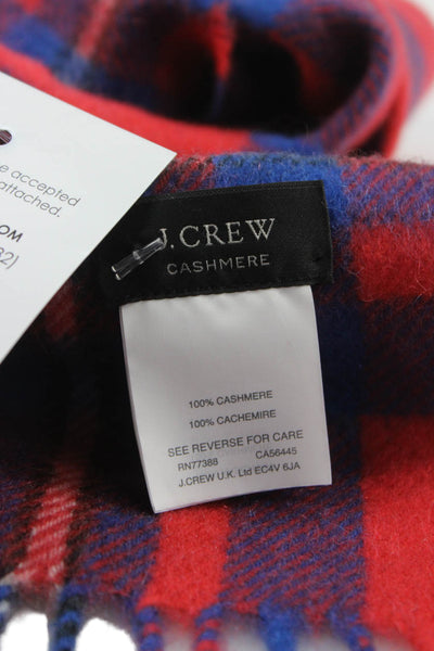 J Crew Women's Fringe Edge Multicolor Plaid Wool Scarf Size 66" X 12"