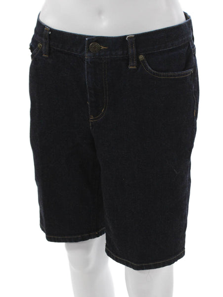 LRL Lauren Jeans Womens Bermuda Shorts Blue Cotton Button Size 4