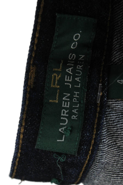 LRL Lauren Jeans Womens Bermuda Shorts Blue Cotton Button Size 4