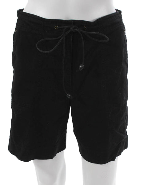 Lauren Ralph Lauren Women Cargo Shorts Black Cotton Drawstring Size 4