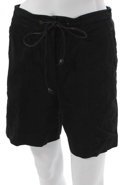 Lauren Ralph Lauren Women Cargo Shorts Black Cotton Drawstring Size 4