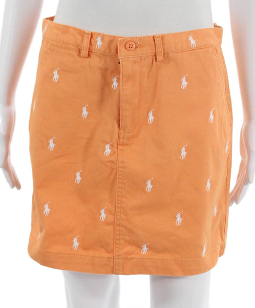 Ralph Lauren Sport Womens Straight Pencil Skirt Orange Button Short Size 4