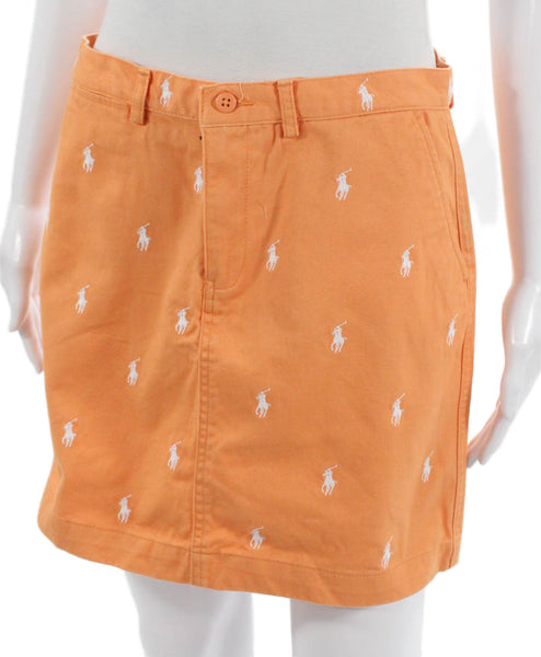 Ralph Lauren Sport Womens Straight Pencil Skirt Orange Button Short Size 4