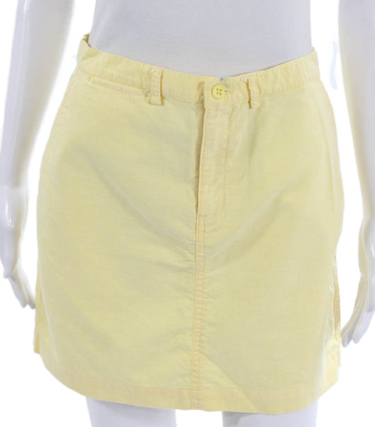 Ralph Lauren Sport Women Yellow Mini Skirt Cotton Button Front Size 6