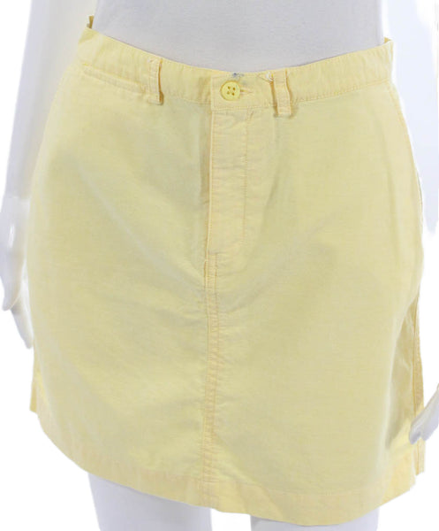 Ralph Lauren Sport Women Yellow Mini Skirt Cotton Button Front Size 6