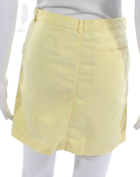 Ralph Lauren Sport Women Yellow Mini Skirt Cotton Button Front Size 6