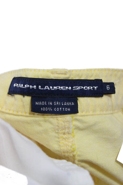 Ralph Lauren Sport Women Yellow Mini Skirt Cotton Button Front Size 6