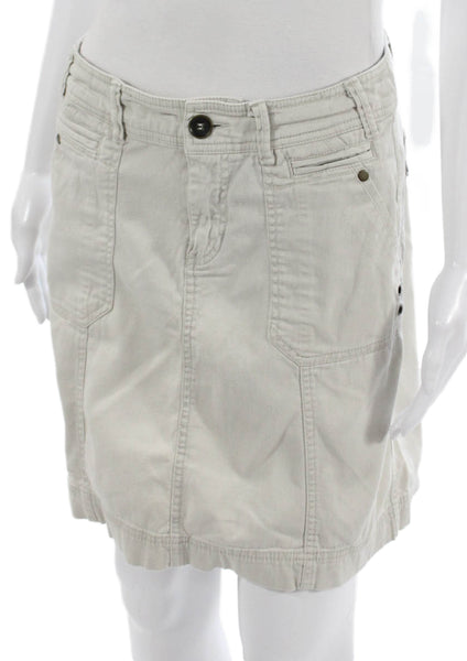 Khakis and Company Women Beige Cargo Skirt Button Cotton Short Size 6