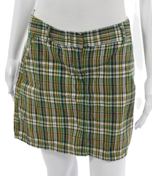 J Crew Women Multicolor Plaid Cotton Mini Skirt Button Short Summer Size 6