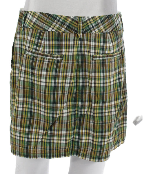 J Crew Women Multicolor Plaid Cotton Mini Skirt Button Short Summer Size 6