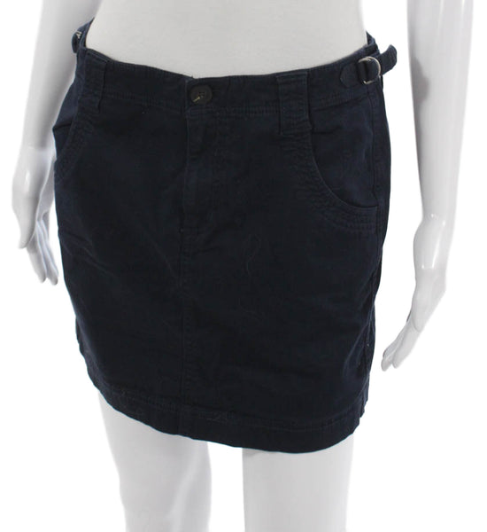 Athleta Womens Cargo Skirt Blue Organic Cotton Button Short Size 6