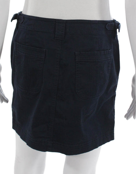 Athleta Womens Cargo Skirt Blue Organic Cotton Button Short Size 6