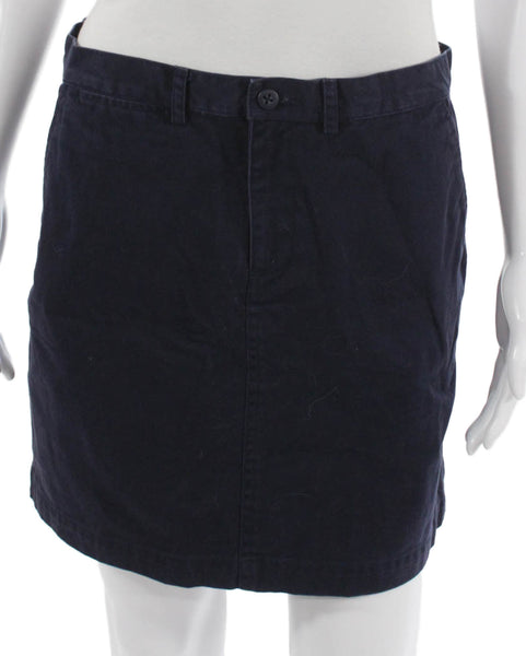 Ralph Lauren Sport Women Blue Cotton Straight Pencil Skirt Button Short Size 4