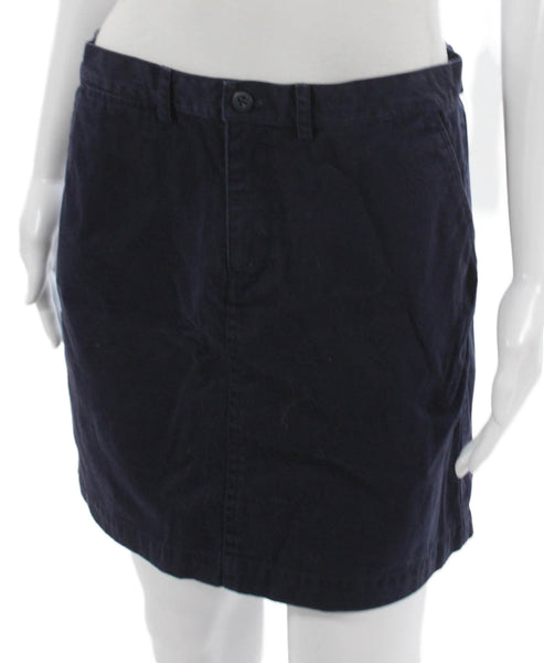 Ralph Lauren Sport Women Blue Cotton Straight Pencil Skirt Button Short Size 4