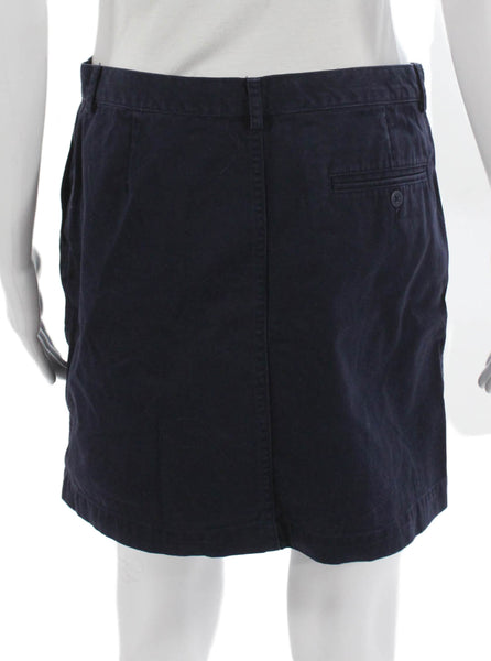 Ralph Lauren Sport Women Blue Cotton Straight Pencil Skirt Button Short Size 4
