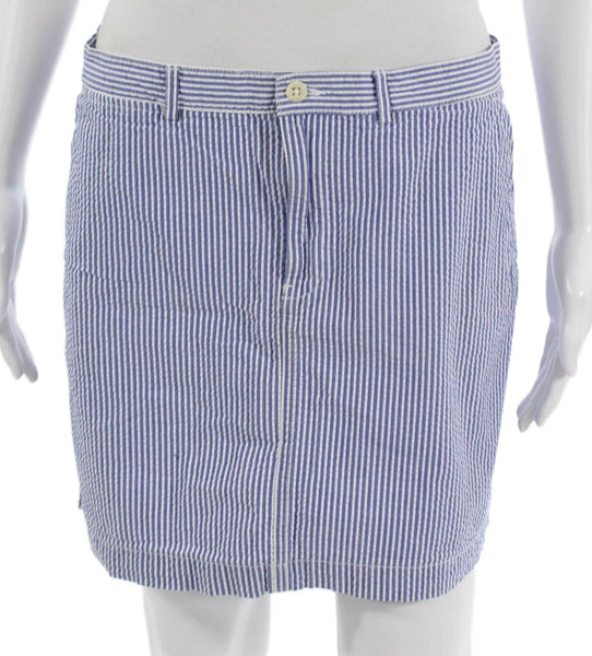 Ralph Lauren Sport Women Straight Pencil Skirt Blue Cotton Short Size 6