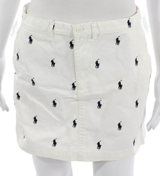 Ralph Lauren Sport Women Straight Pencil Skirt White Cotton Button Size 4