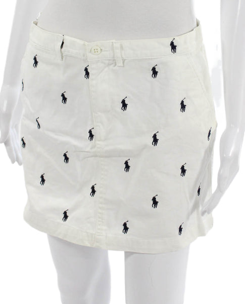 Ralph Lauren Sport Women Straight Pencil Skirt White Cotton Button Size 4