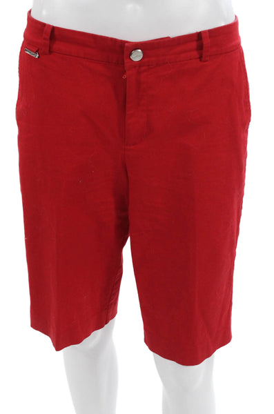 LRL Lauren Active Ralph Lauren Women Bermuda Shorts Red Solid Cotton Size 4