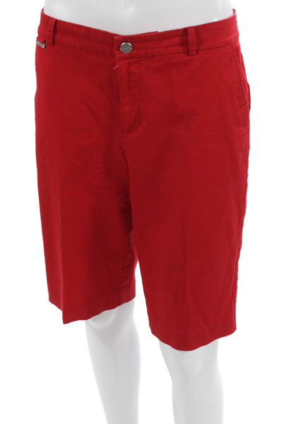 LRL Lauren Active Ralph Lauren Women Bermuda Shorts Red Solid Cotton Size 4