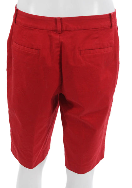 LRL Lauren Active Ralph Lauren Women Bermuda Shorts Red Solid Cotton Size 4