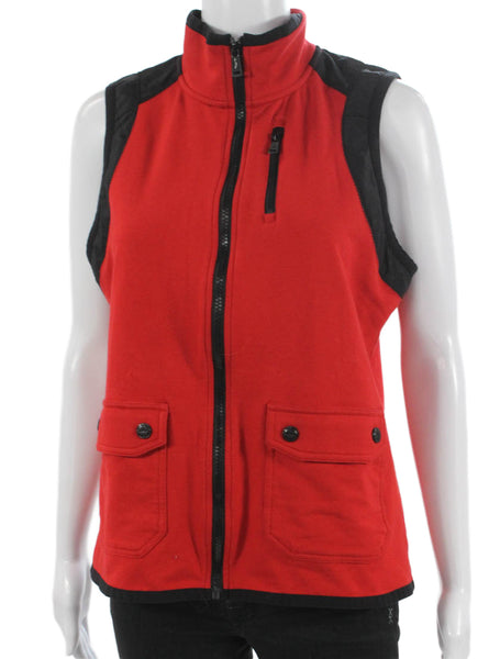 LRL Lauren Active Ralph Lauren Women Sleeveless Red Cotton Zip Vest Size M