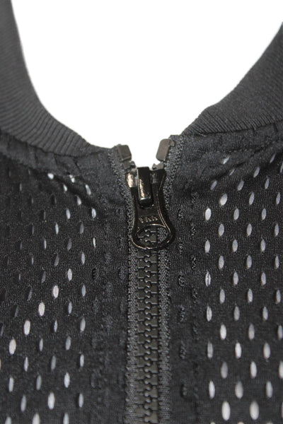 Z By Zella Womens Track Jacket Black Geometric Polyester Zip Long Sleeve Size M