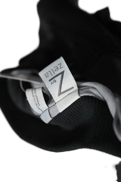 Z By Zella Womens Track Jacket Black Geometric Polyester Zip Long Sleeve Size M