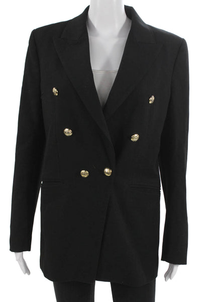 Zara Womens Basic Jacket Black Long Sleeve Button Polyester Size M