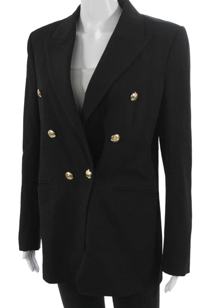 Zara Womens Basic Jacket Black Long Sleeve Button Polyester Size M