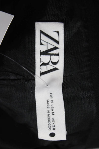 Zara Womens Basic Jacket Black Long Sleeve Button Polyester Size M