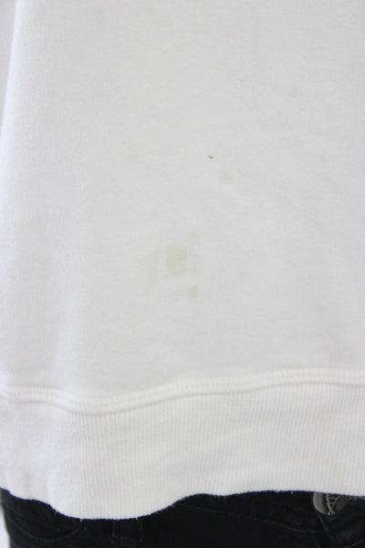 Electric & Rose Women Pullover Sweatshirt White Crew Neck Cotton Size M