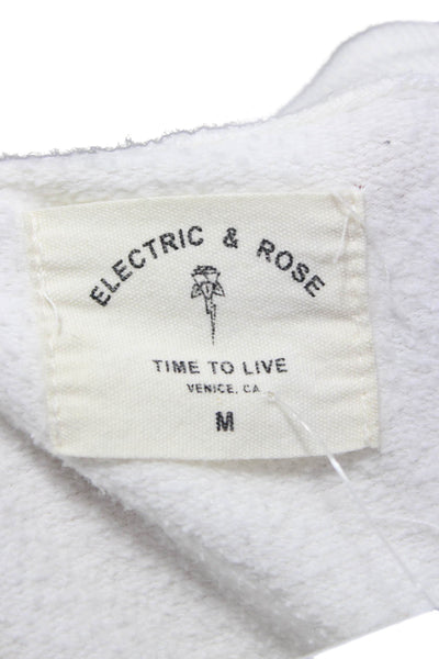 Electric & Rose Women Pullover Sweatshirt White Crew Neck Cotton Size M
